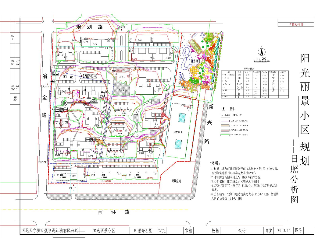 阳光丽景小区规划日照分析图【点击查看大图】