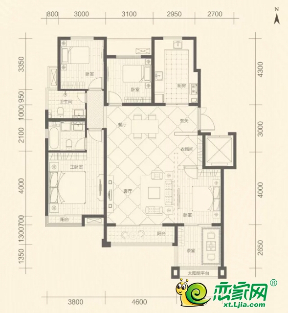 莱茵天山熙湖舒阔四居户型赏析