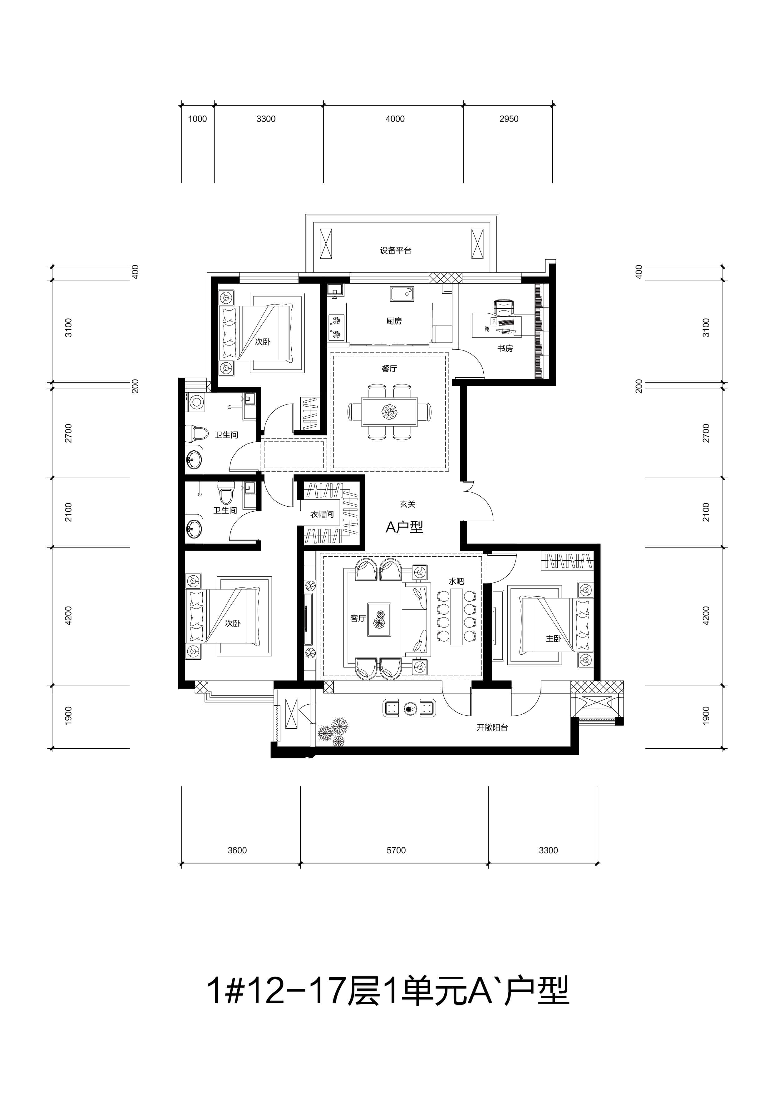丰基兴达府1#12-17层1单元a户型
